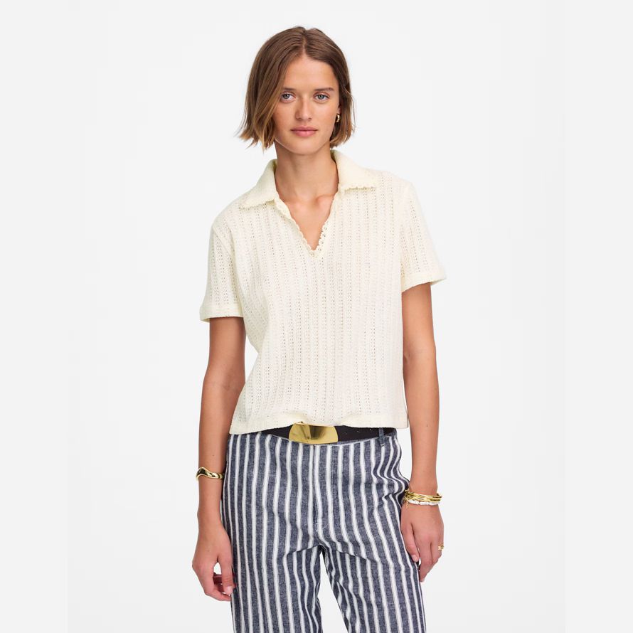 madewell uncinetto-maglia v-neck sweater donna t-shirt crema