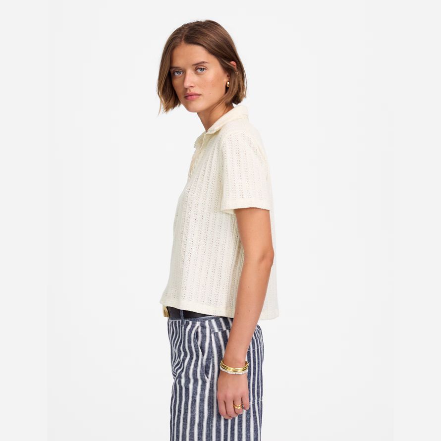 madewell uncinetto-maglia v-neck sweater donna t-shirt crema
