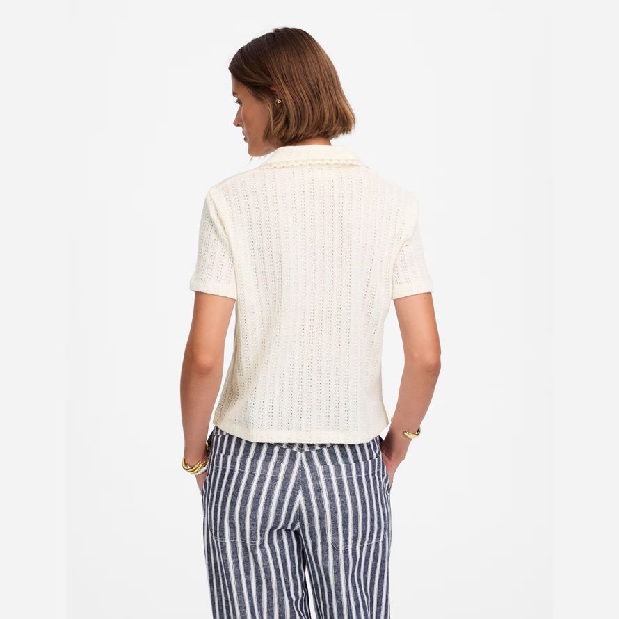 madewell uncinetto-maglia v-neck sweater donna t-shirt crema