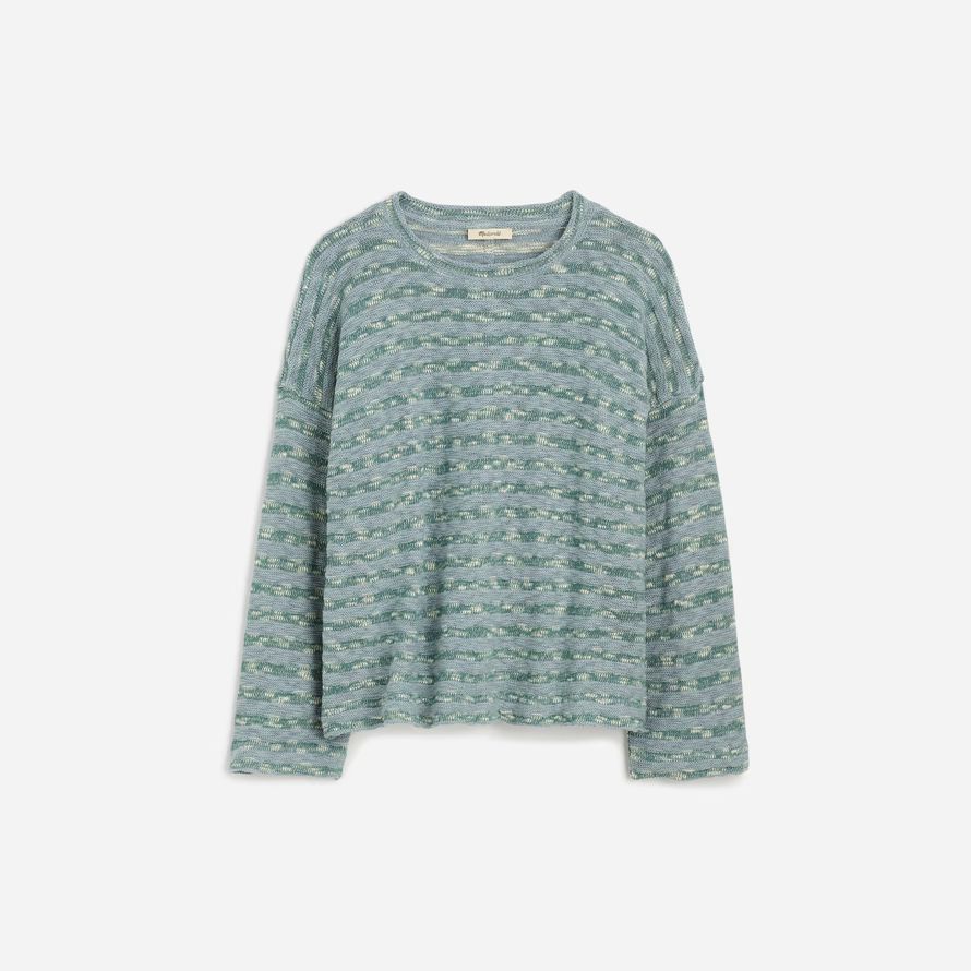 blu verde madewell girocollo a manica lunga in maglia donna t-shirt