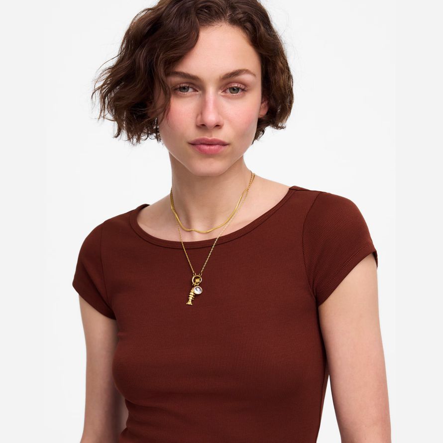 cioccolato womens madewell rigenerativa cotone a costine cappuccio maniche t-shirt