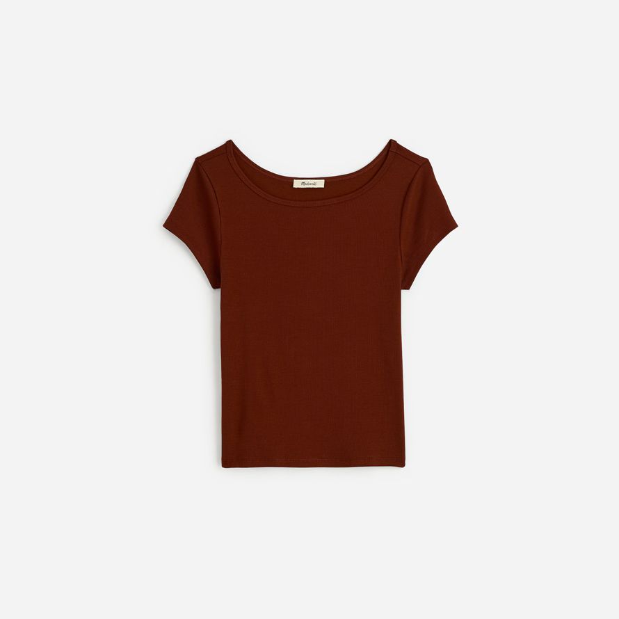 cioccolato womens madewell rigenerativa cotone a costine cappuccio maniche t-shirt