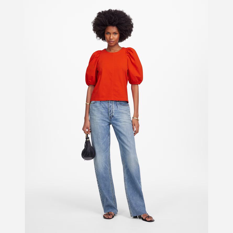 red womens madewell puff sleeve t-shirt