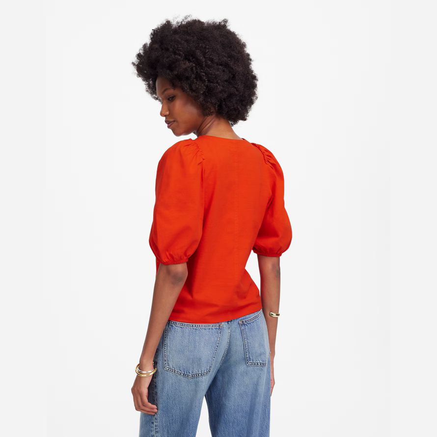 red womens madewell puff sleeve t-shirt