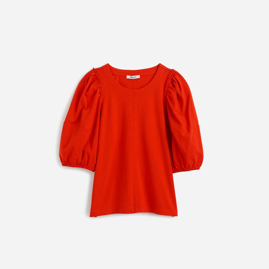 red womens madewell puff sleeve t-shirt