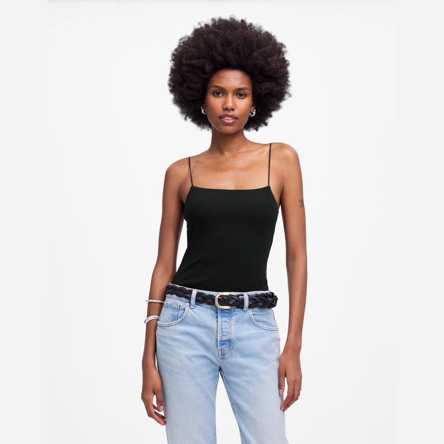womens madewell squareneck serbatoio nero