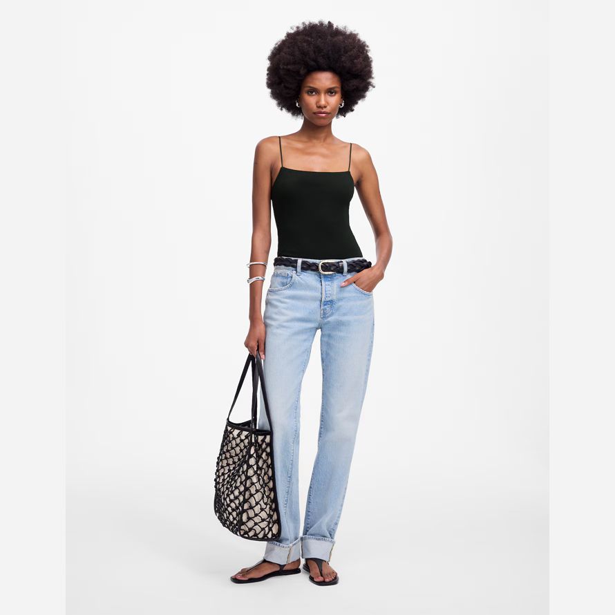 womens madewell squareneck serbatoio nero