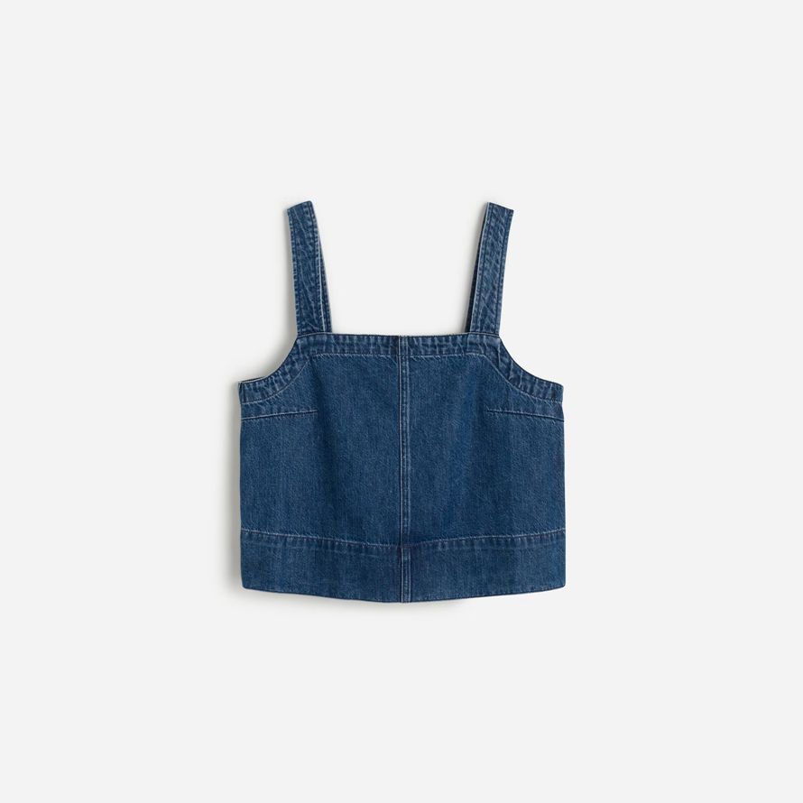 womens madewell squareneck denim serbatoio blu