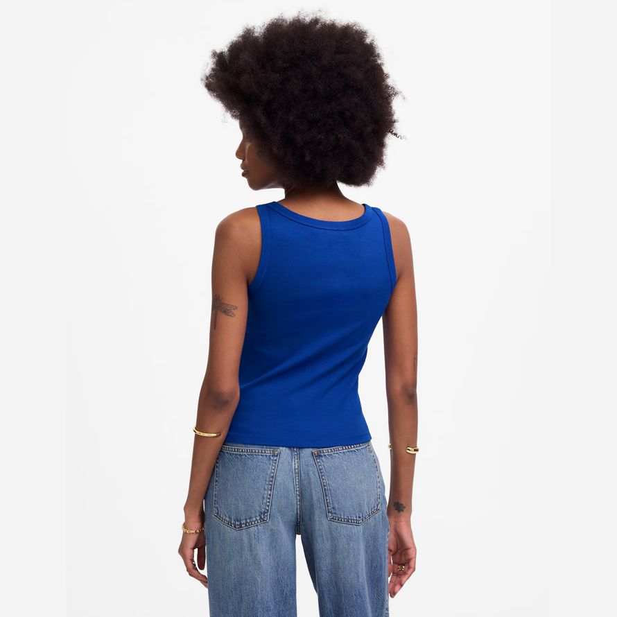 womens madewell rigenerativa cotone essenziale collo alto serbatoio blu
