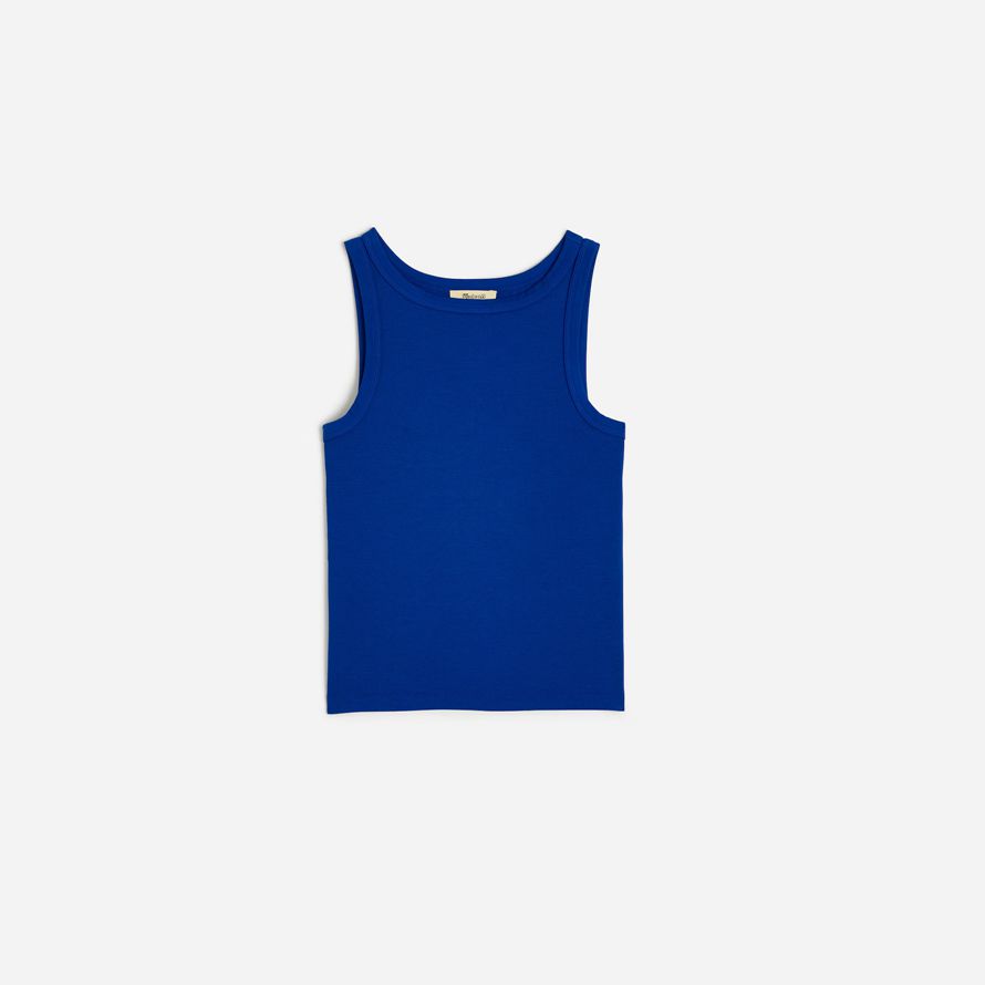 womens madewell rigenerativa cotone essenziale collo alto serbatoio blu