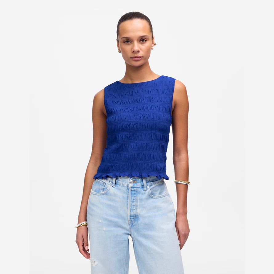 madewell affumicata scollo a barca donna serbatoio blu