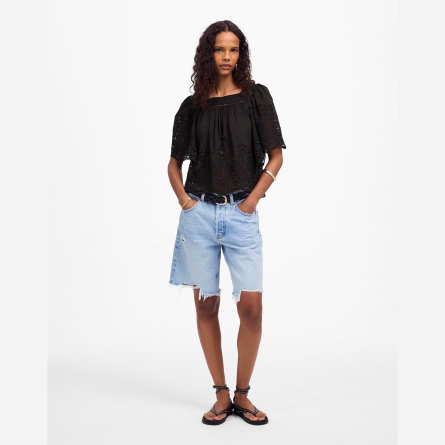 nero madewell occhiello flutter maniche womens top