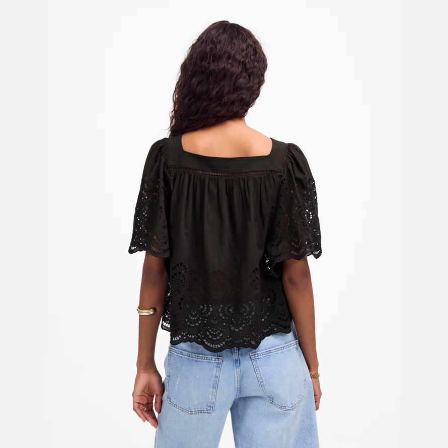 nero madewell occhiello flutter maniche womens top