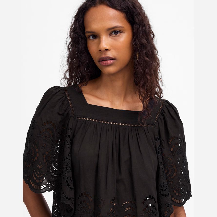 nero madewell occhiello flutter maniche womens top