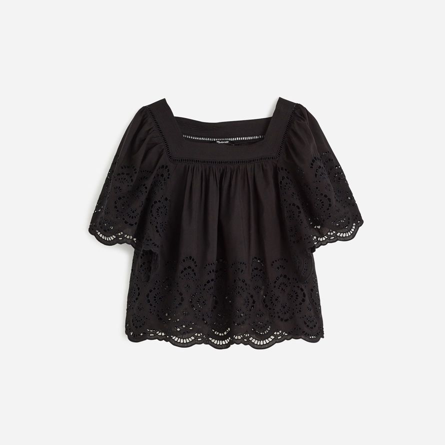 nero madewell occhiello flutter maniche womens top