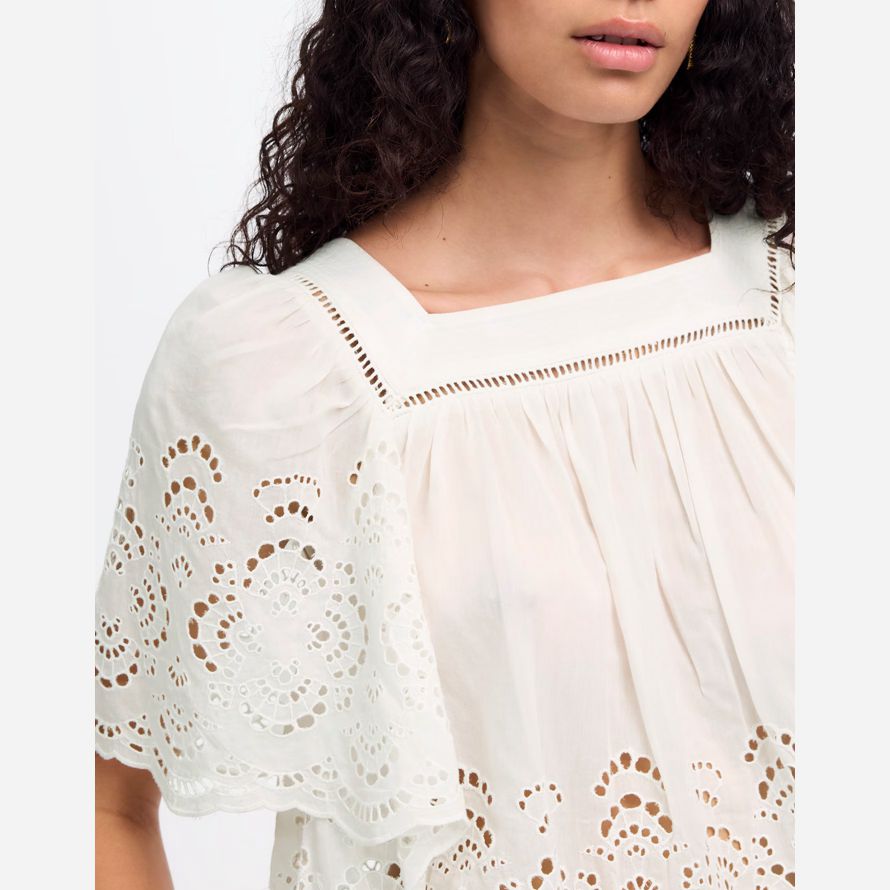 womens madewell occhiello flutter maniche top bianco