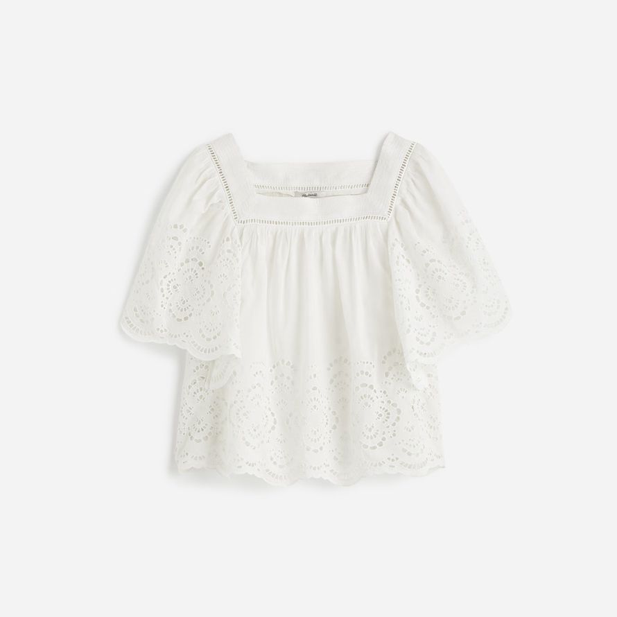 womens madewell occhiello flutter maniche top bianco