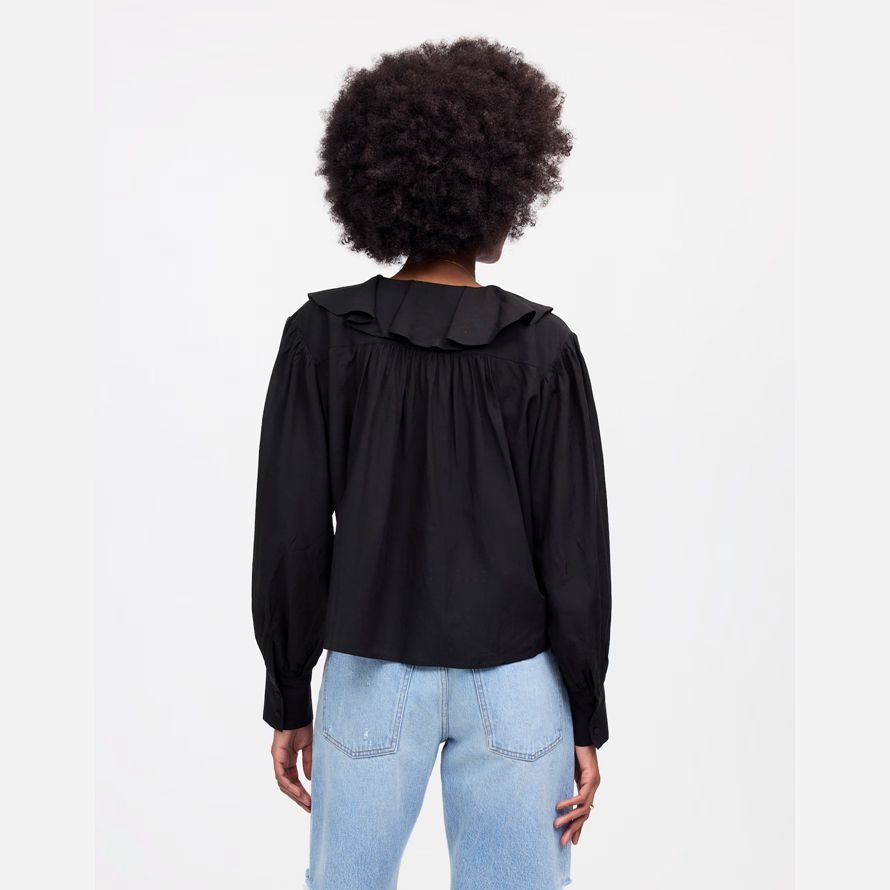 nero madewell arruffato pintucked manica lunga womens top