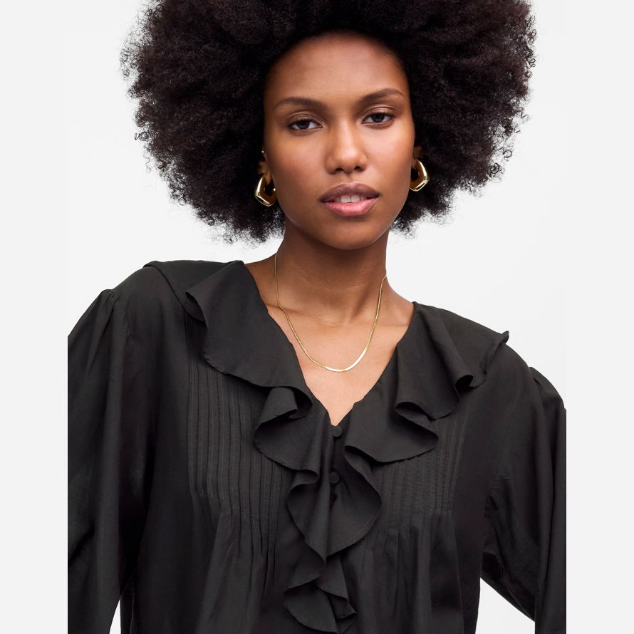 nero madewell arruffato pintucked manica lunga womens top