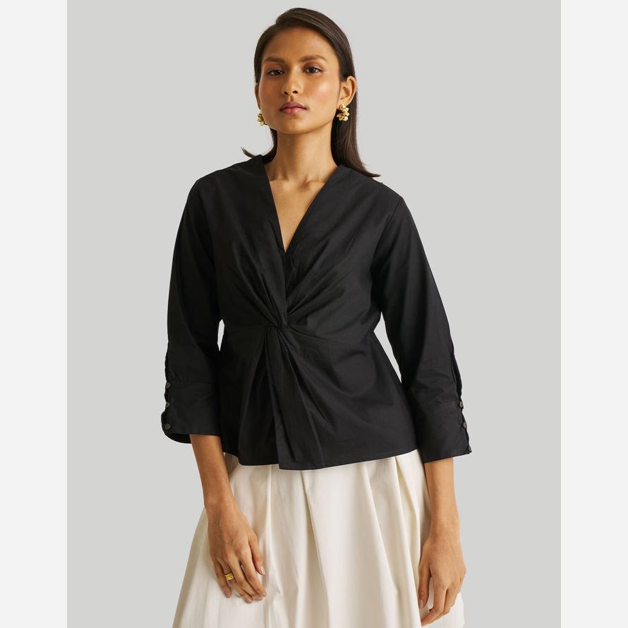 madewell reistor frontale torsione womens top nero