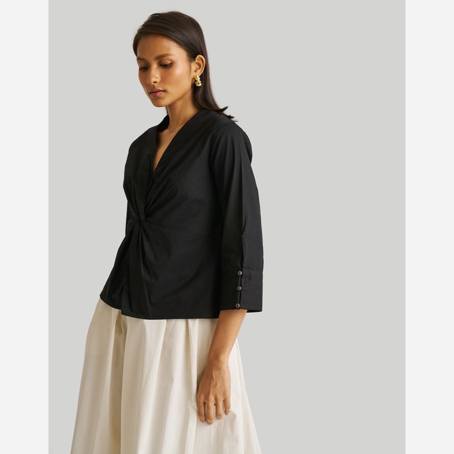 madewell reistor frontale torsione womens top nero